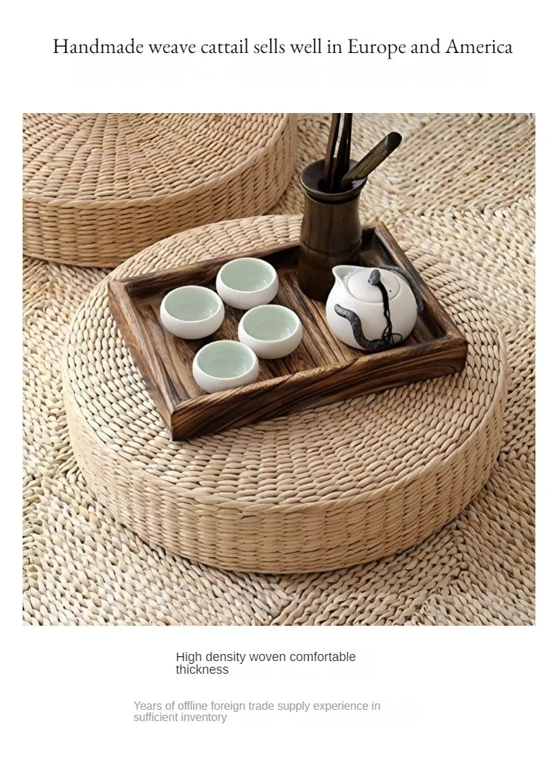 Handmade Straw Woven Futon Cushion B