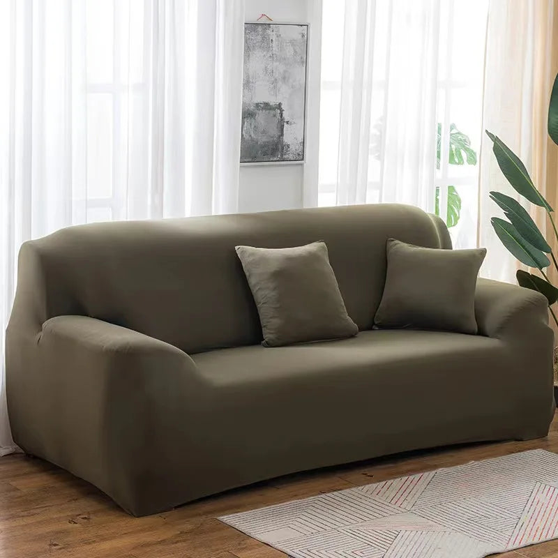 Solid Sofa Cover for Living Room Elastic 1/2/3/4 Seater Sofa Cover Protector L Shaped Corner Sofa Cover Chaise Longue