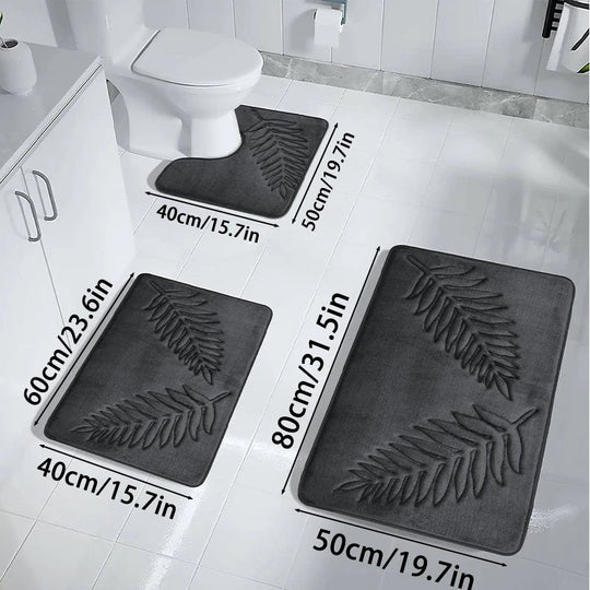 3PCS Set Bath Mats Nonslip Soft Quick Dry Bathroom Soft Rugs Water Absorption