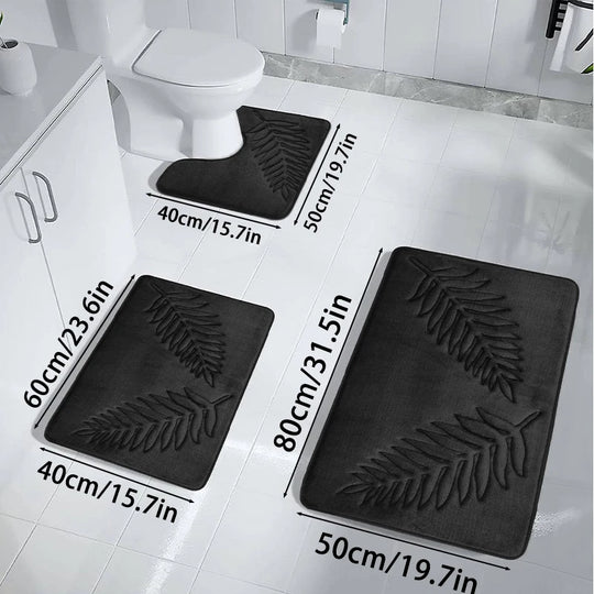 3PCS Set Bath Mats Nonslip Soft Quick Dry Bathroom Soft Rugs Water Absorption
