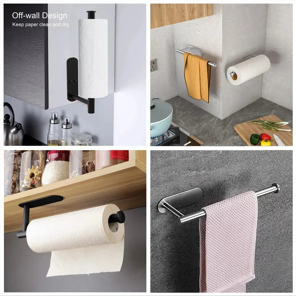 Kitchen Paper Towel Holder Adhesive Tissue Hanger Toilet Roll Paper Dispenser