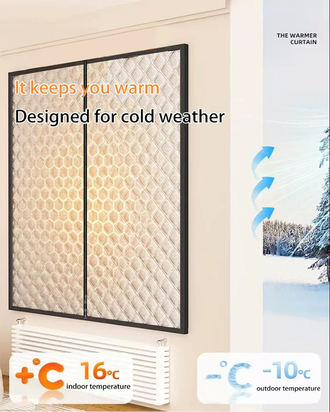 Latest Style Winter Curtains Heat-insulating and windproof Sealed Windows Screen Non perforated Blackout and cold Proof Curtains