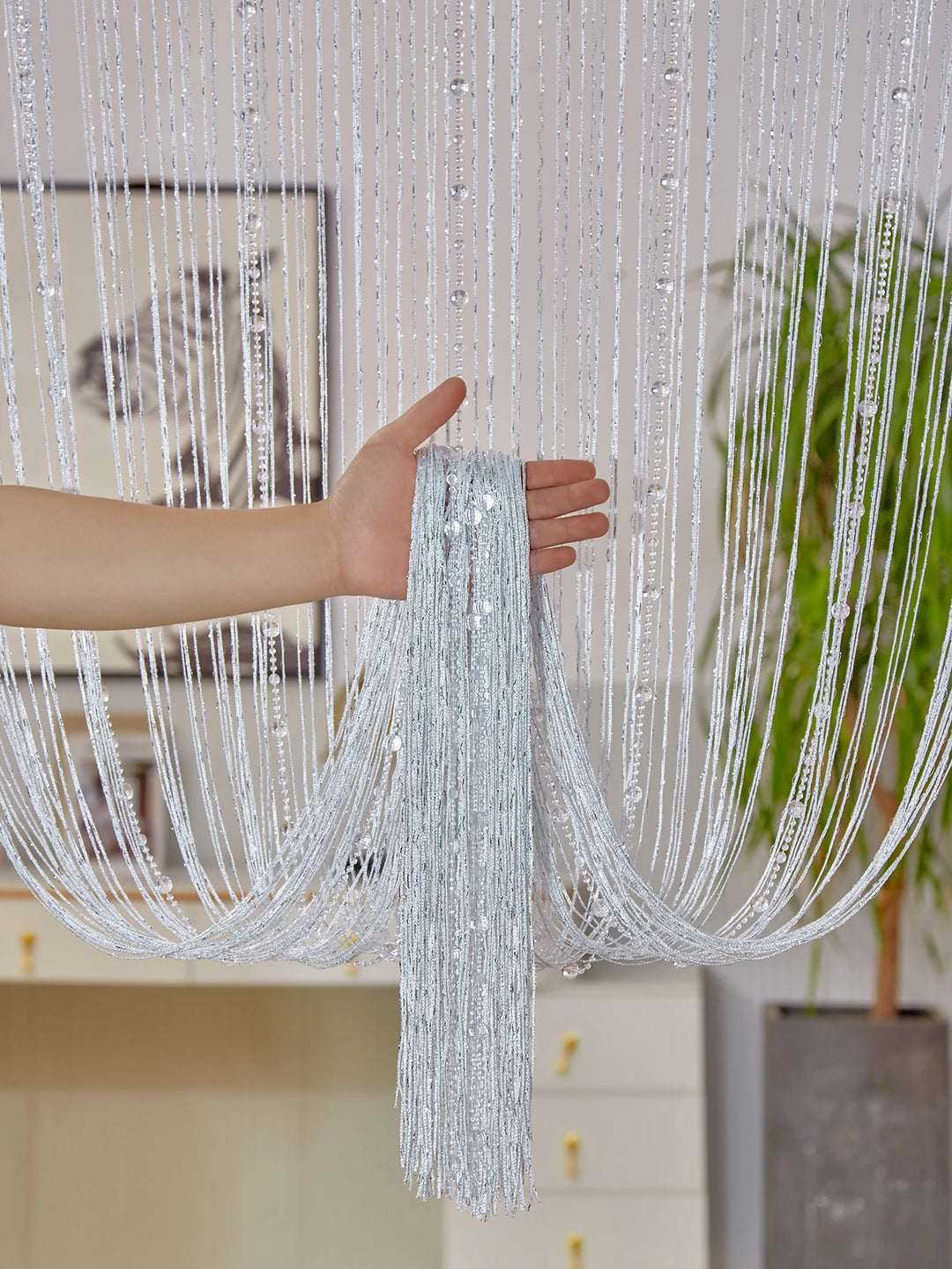 String curtain 1X2 M Tassel fringe door Curtain for white salon and sheer wedding decoration