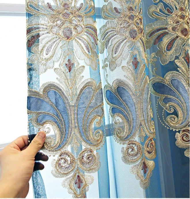 Window Blinds Embroidery Tulle Curtains For Living Room