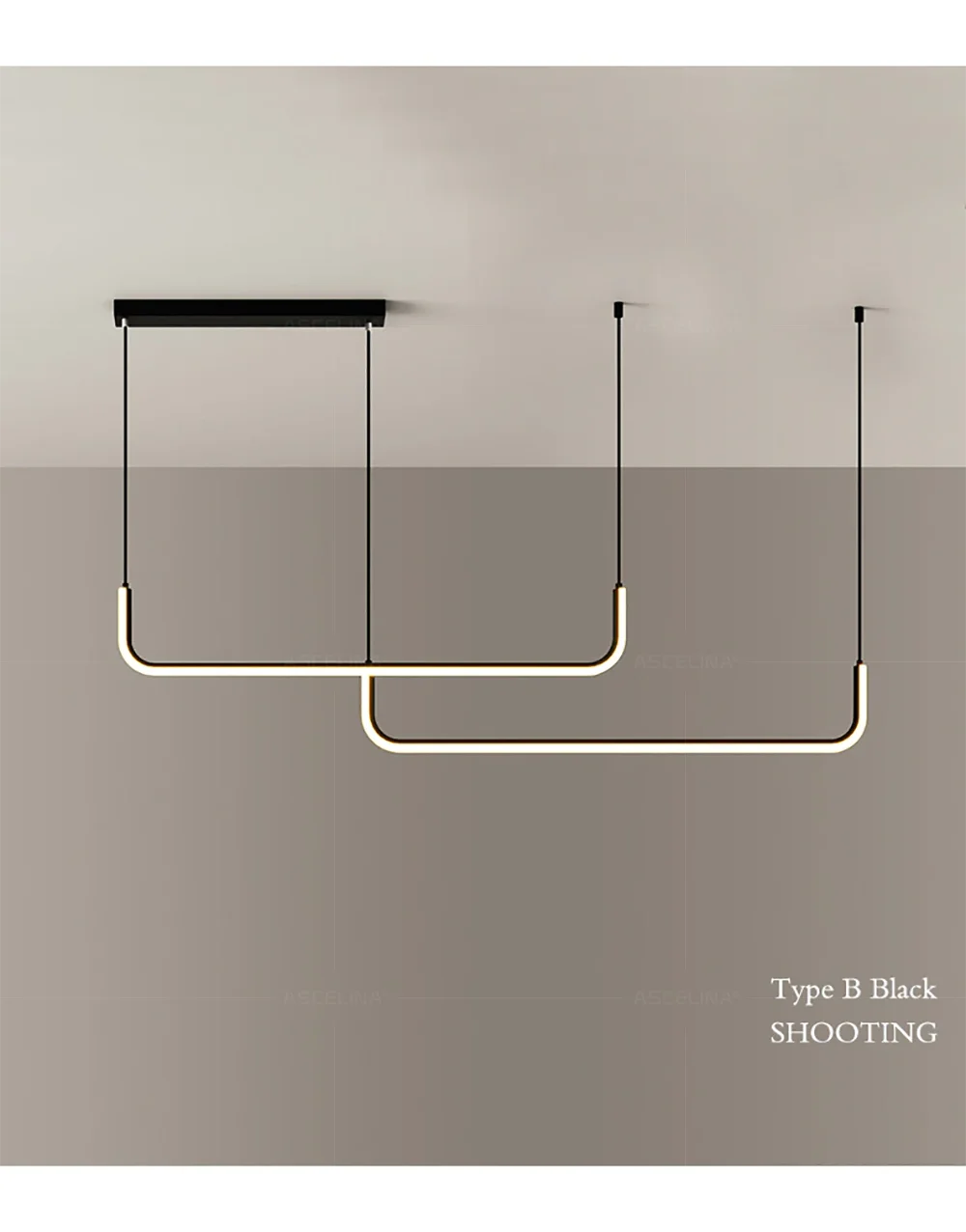 Modern LED Strip Chandelier Light Restaurant Kitchen Decor