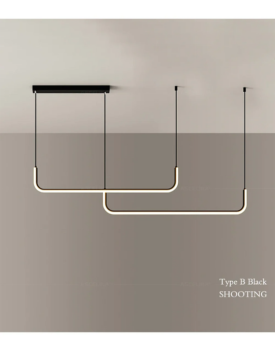Modern LED Strip Chandelier Light Restaurant Kitchen Decor