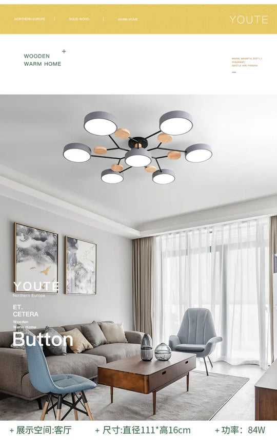 Modern Living Room Ceiling Chandelier Light Three Colors