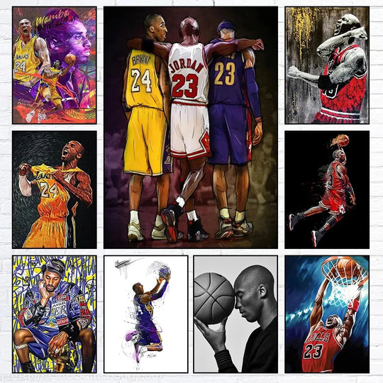 Famous Basketball Stars Wall Art Poster