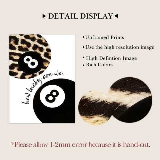Cards Posters Lucky 8 Leopard Wall arts  High Heels Cocktail Print Picture